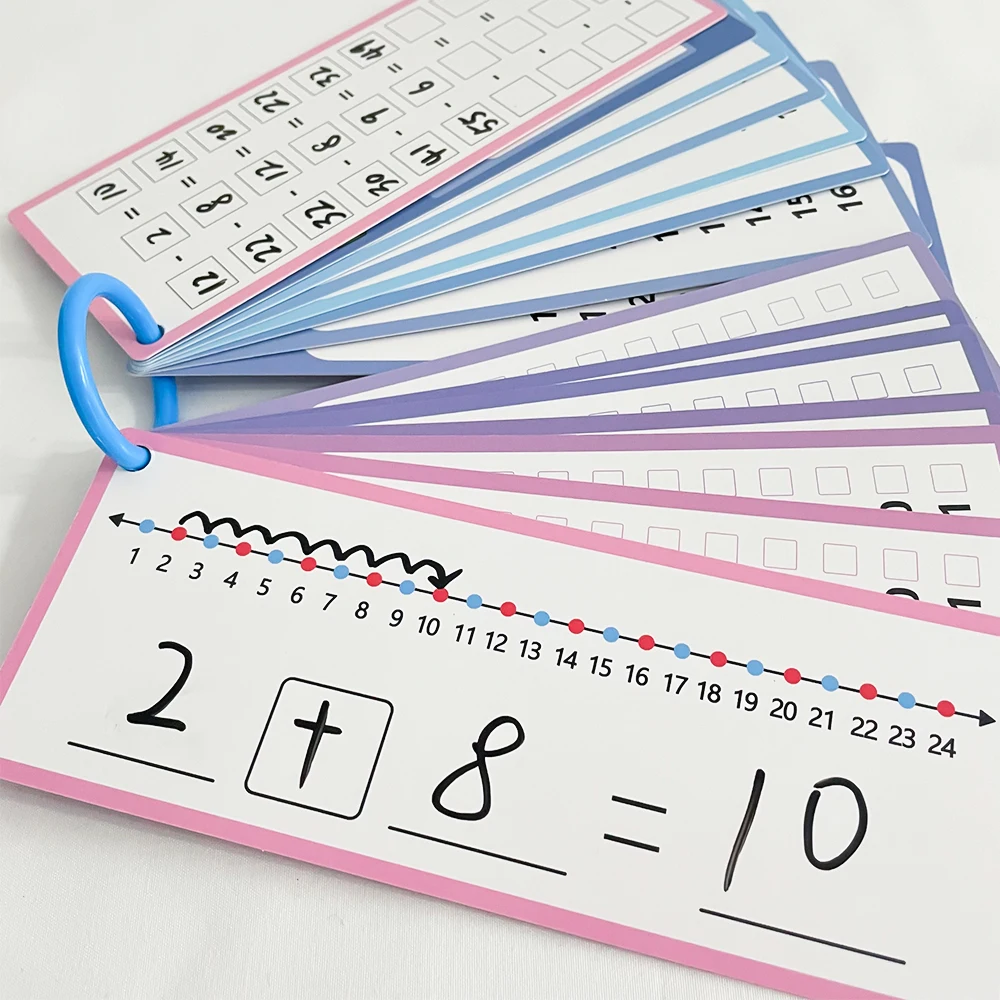 Children's Subtraction Fact Table 1-12 Chart Flash Cards Dry Erase Reusable learn time tables Improving Math Skills for Kids