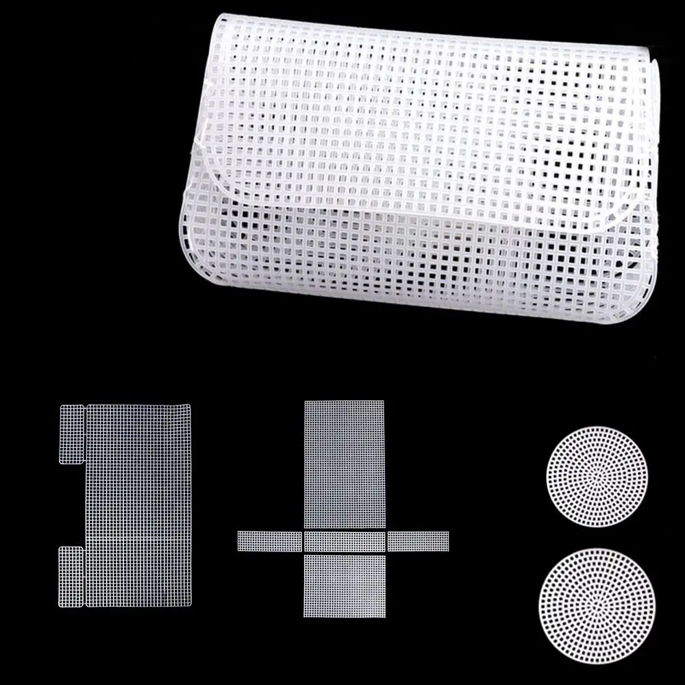 DIY Plastic Weaving Plastic Mesh Cloth White Craft Bag Fixed Grid Sheet Handmade Knitting Crochet Bags Plate Bag Accessories