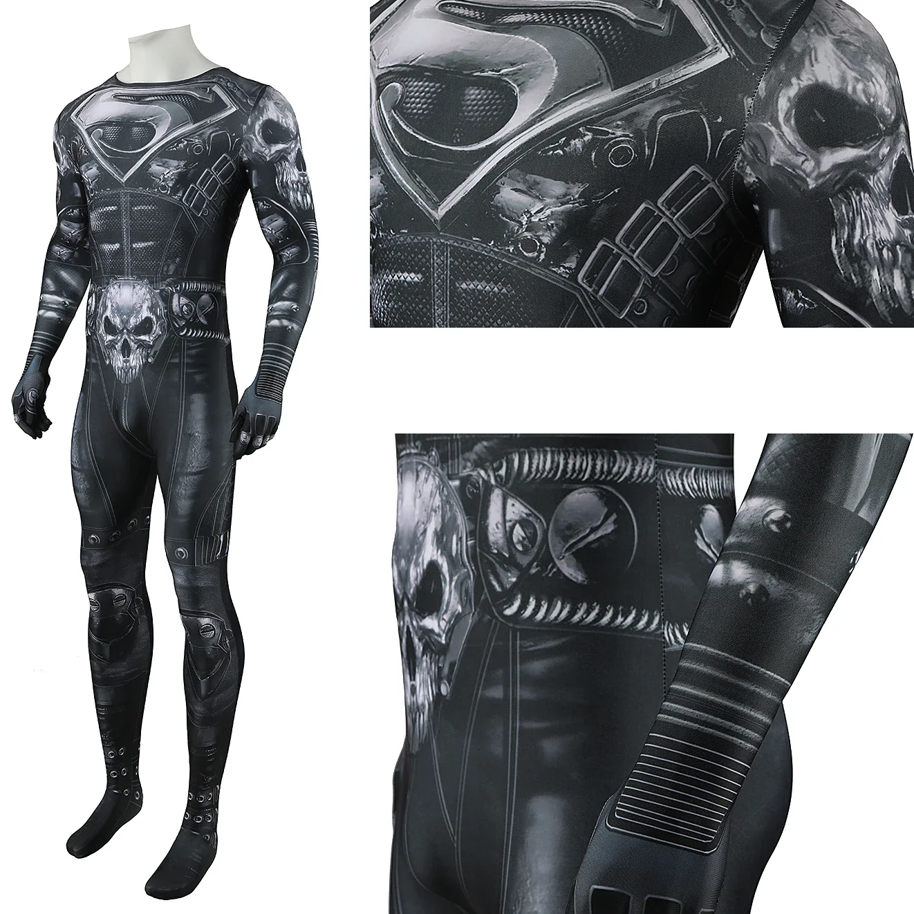 Dark Night: Metal Superman (The Devastator) | Spandex Bodysuit Cosplay Costume 31 DC-Inspired Superman Spandex Bodysuit Cosplay Costume for Adults and Kids