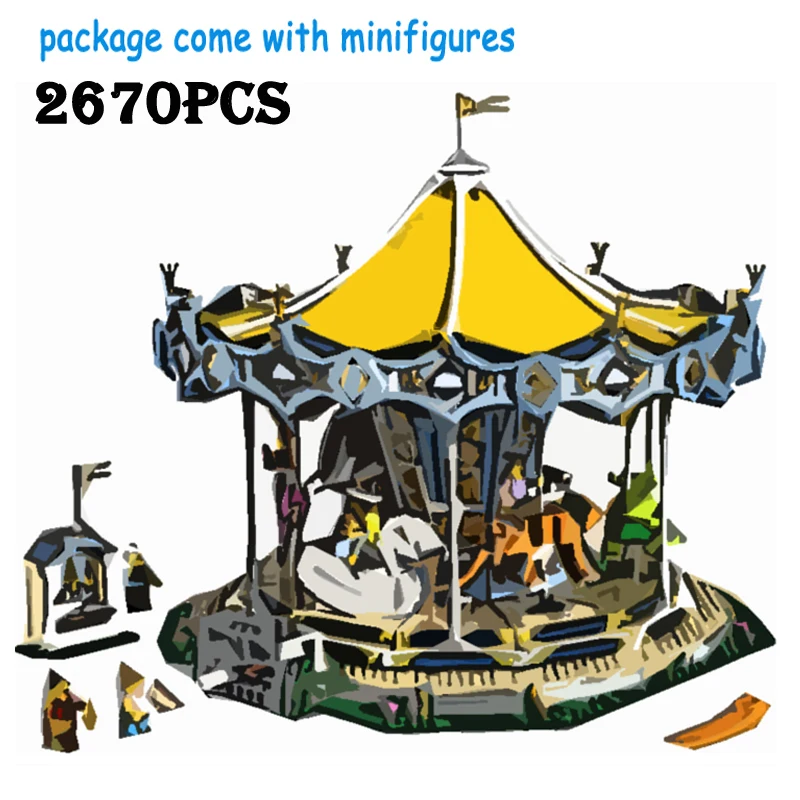 

2670 PCS Children Fairground Grand Carousel Building Blocks Bricks Kids Birthday Christmas Gift Toy Compatible 10257 15036