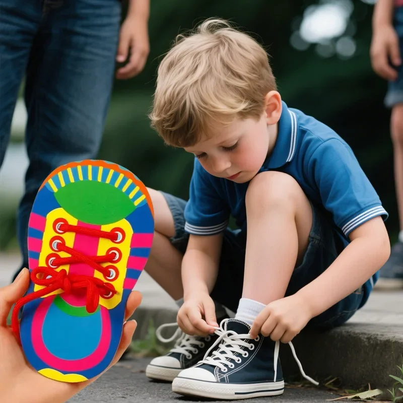 Navlékání tkaniček do bot Výukové hračky Naučte se zavazovat tkaničky Hračka Děti Batolata Jemná motorika Hračka Rané vzděláv