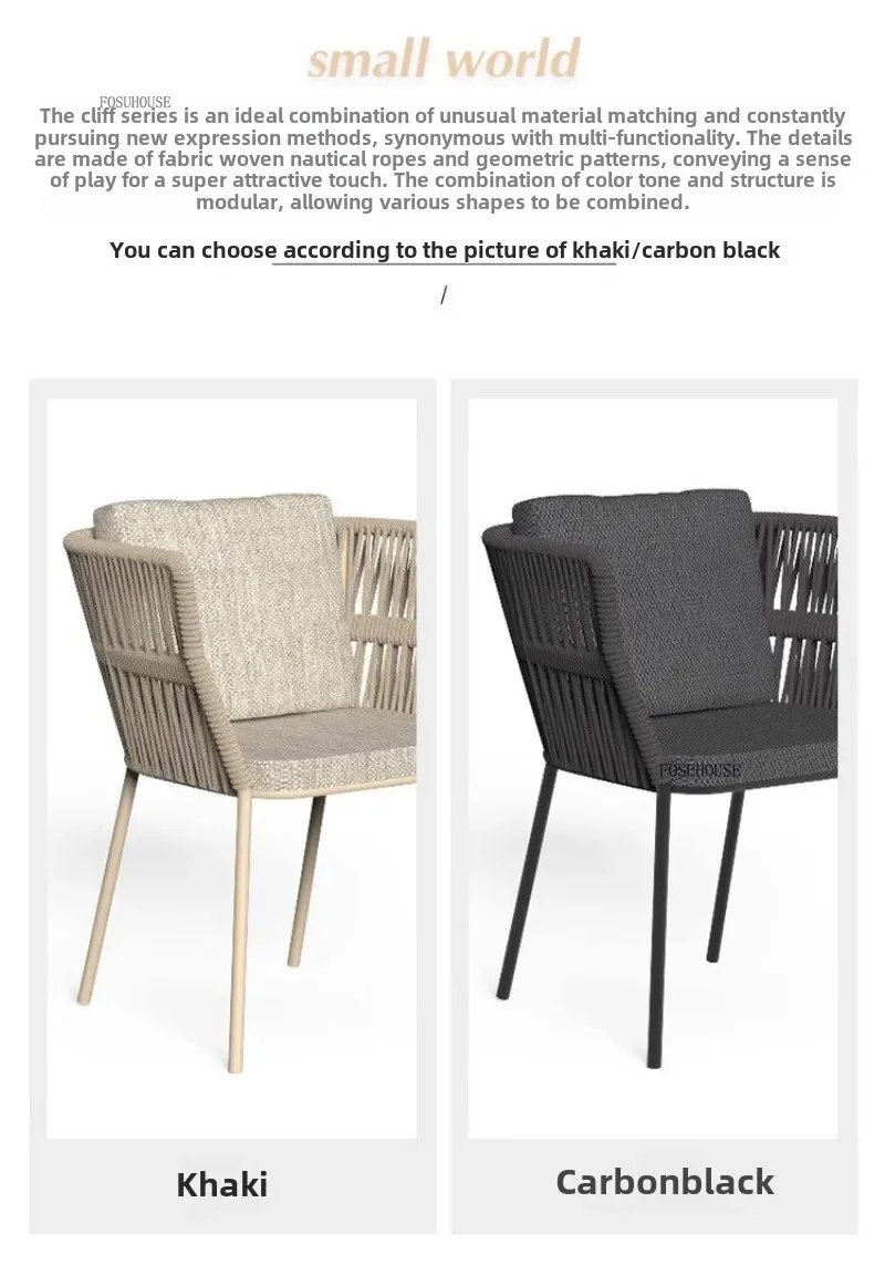 Nordic Garden Furniture Sets Modern Outdoor Rope Table and Chair Set Courtyard Terrace Villa Waterproof Sunscreen Chair b