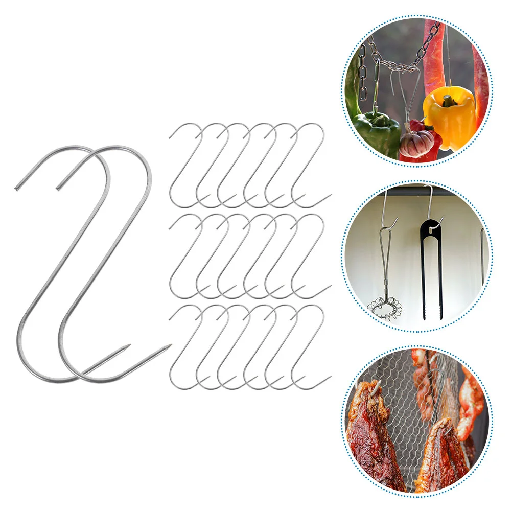 

Meat Hooks Stainless Steel Cured Meat Hanging Hook Drying Smoking Butchering Hunting Chicken BBQ Bacon S Grill Hooks