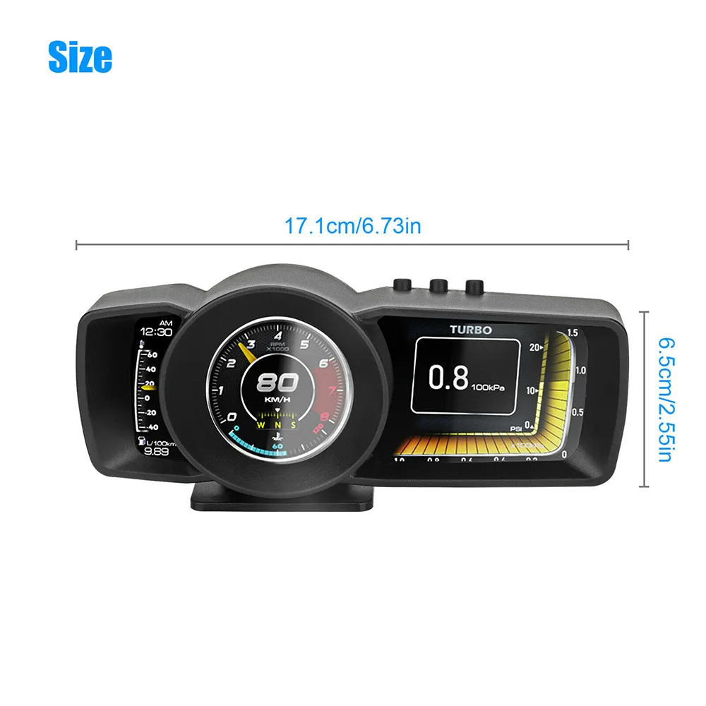 

3.5'' Three Screen OBD2+GPS Smart Car Speedometer HUD Gauge Head Up Display RPM