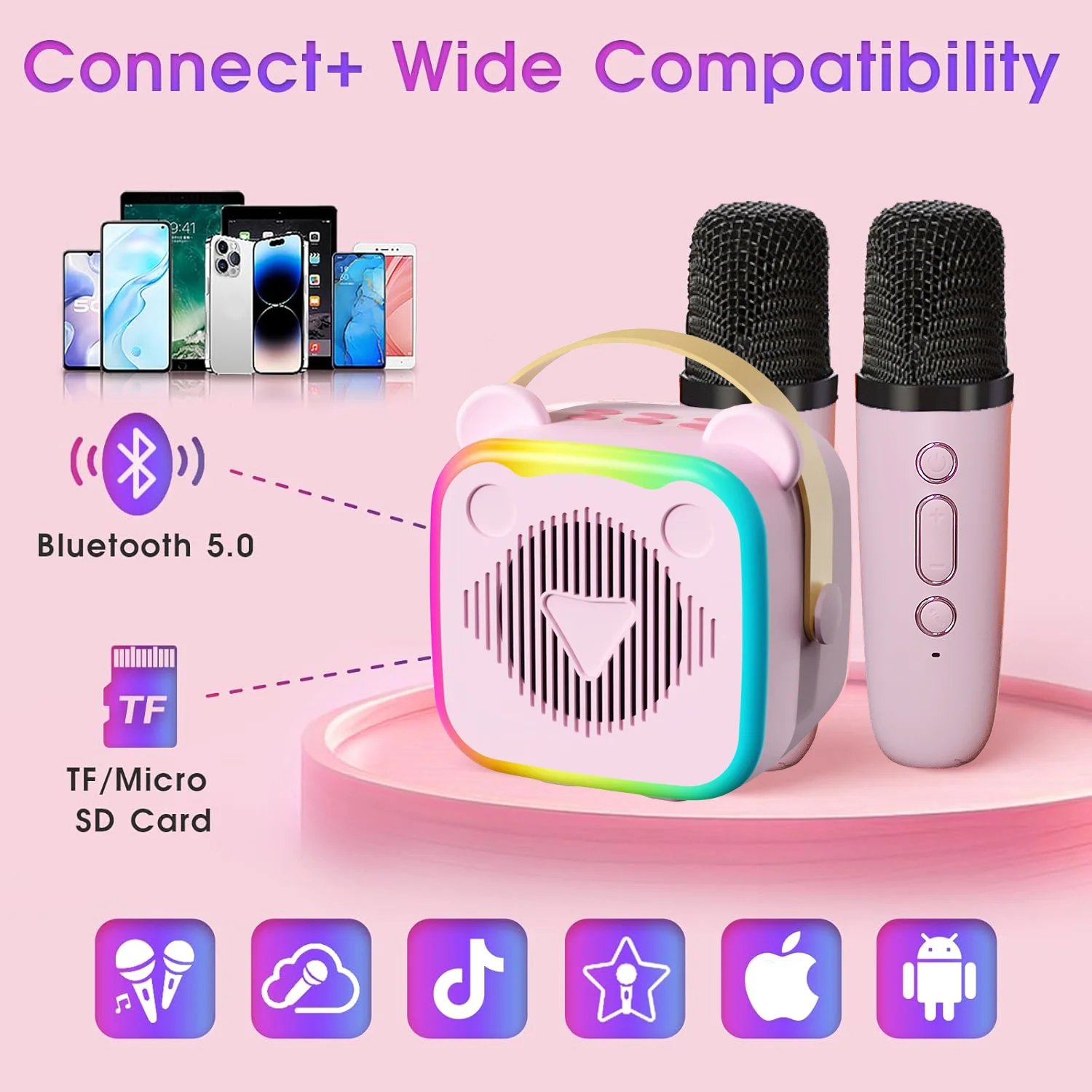 Wireless Bluetooth Speaker System with Microphone, Hi-Fi Surround Sound, Perfect