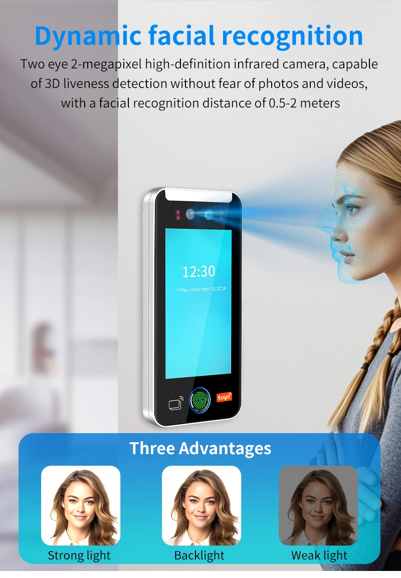 Dynamic facial recognition attendance access control machine face for security p