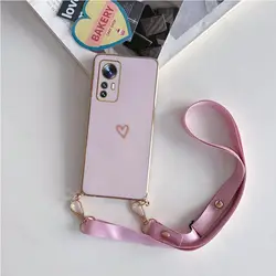 Chic Love Heart Crossbody Lanyard Phone Case for Mi 10S (Pink)