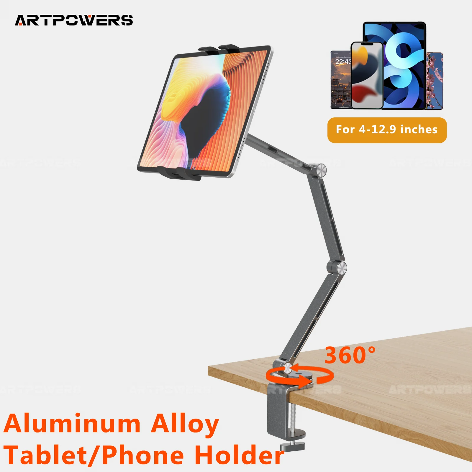 Braço Longo Suporte para Monitor Suporte Tablet Cama Magnética Suporte do Telefone Clipe de Montagem Ipad Galaxy Xiaomi Kindler Mesa - Imagem 5