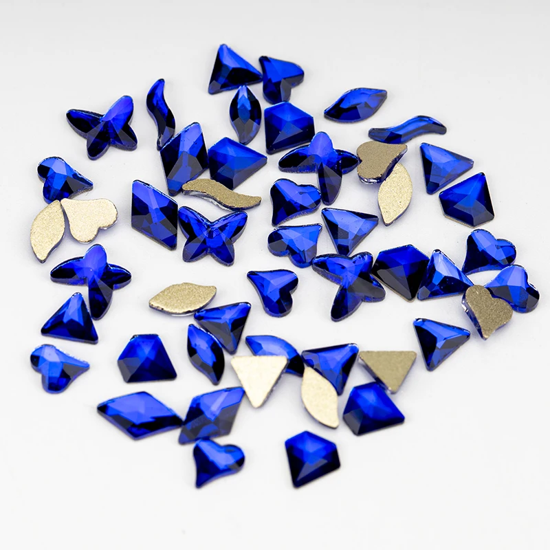 VDD Meridian Blue Neueste Mix-Form Glas-Kristall-Strass-Steine mit flacher Rückseite, Glitzersteine für Nagelkunst-Zubehör, DIY – Detail 11