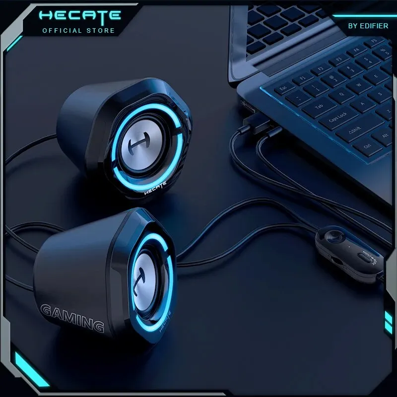 HECATE 에디터 컴퓨터 스피커, 2.5 인치 풀 레인지 유닛, RGB 조명, 유선 제어 지지대, AUX, USB, 블루투스 입력