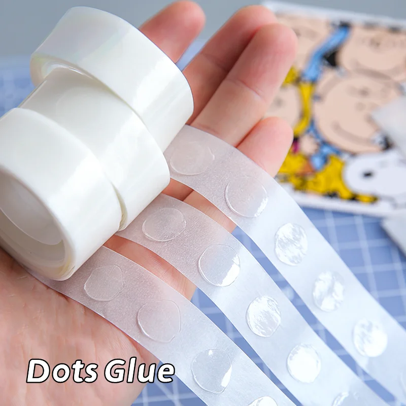 1roll Traceless Dots Glue Removable 100pcs Transparent Double Side Adhesive for Album Diary Home DIY School F7161