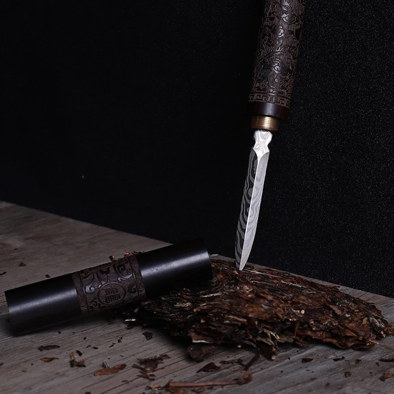 Stainless Steel Ebony Pu'Er Tea Cutting Needle Knife Solid Wood Set tea cutter tea needle set