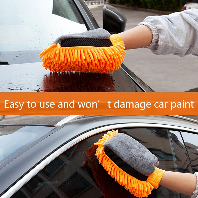

1PCS Waterproof Car Wash Microfiber Chenille Gloves Thick Car Cleaning Mitt Wax Detailing Brush Auto Care Double-faced Glove