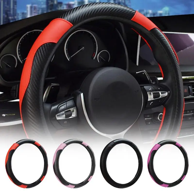 

Fiber Steering Wheel Cover Non-Slip Truck Steering Wheel Wrap Elastic Band Handle Cover Car Interior Accessories Travel Camper