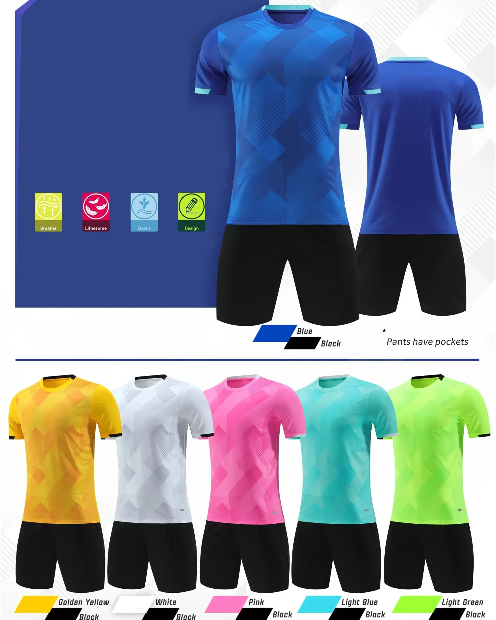 Sublimation Fashion Design Kids Football Sports Soccer Kits Suit Printed Children Soccer Jersey