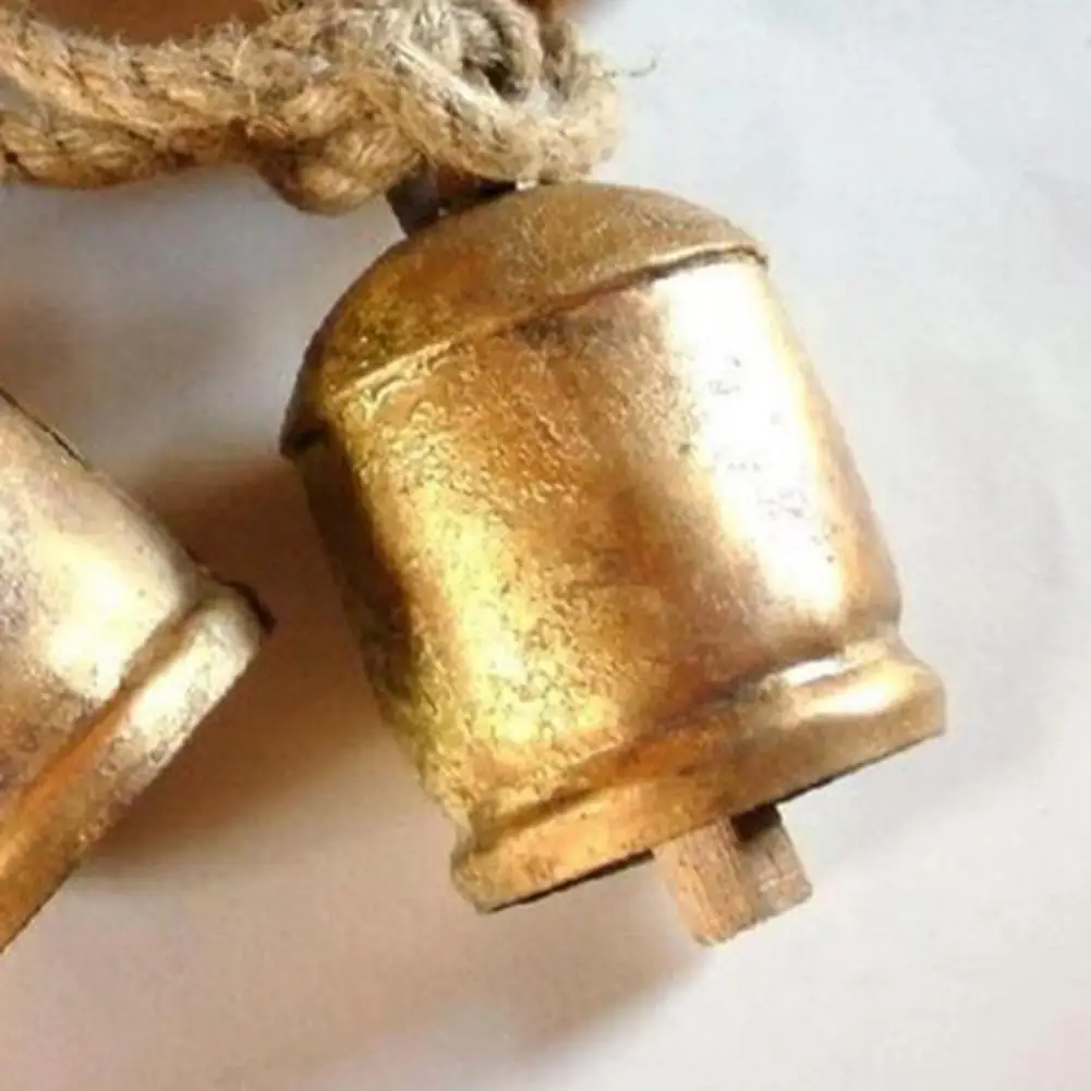 Retro Style Copper Cow Bell Hanging Lanyard Wind Chimes Handmade Shabby Country Vintage Brass Cow Bells Ornament 6