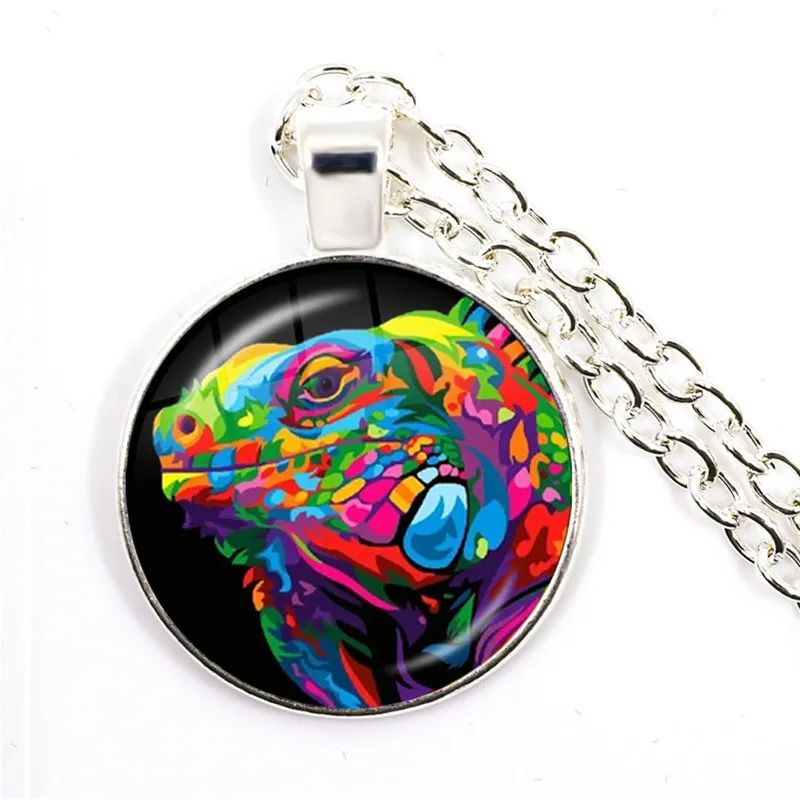 Collier pendentif loup vintage rond chaîne photo cabochon en verre Colares Femininos, Alliage de zinc