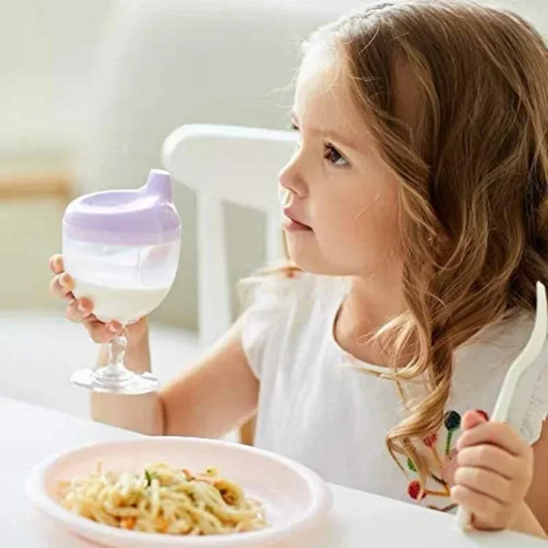 150ML Baby Learning Drinking Bottle Novelty Wine Glass Shaped Sippy Cup with Lid Kids Toldder Milk Bottles Infant Feeding Cups