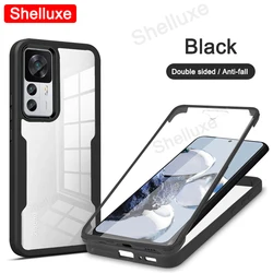 360 Full Body Clear Case Shelluxe Silicone Double-Sided Cover for Xiaomi 12 Pro (Black)