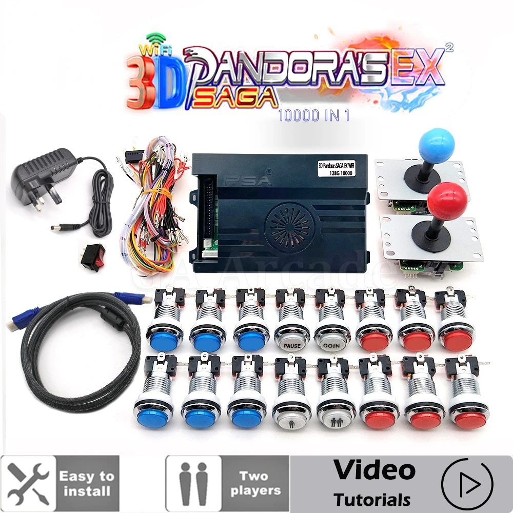 2 Player 10000 In 1 Pandora Saga Ex 3D Copy Sanwa Joystick Chrome Led Pulsante Fai Da Te Arcade Machine Home Cabinet Con Tutorial