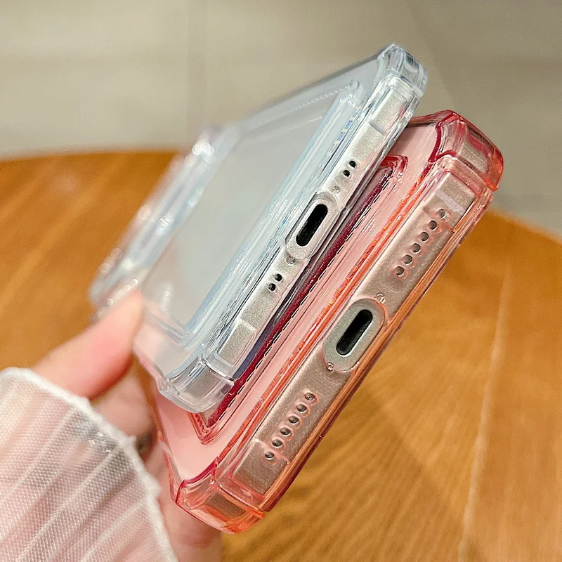 Clear Shockproof Phone Case with Transparent Card Slot Holder