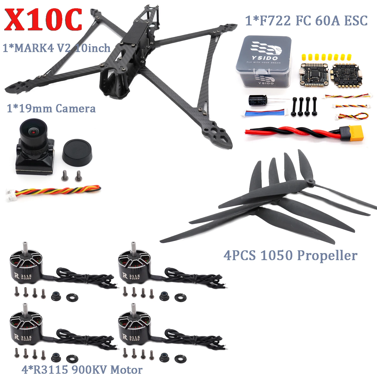 ตัวเลือกสินค้า โดรน FPV 427 มม. รุ่น Mark4 V2 พร้อมอุปกรณ์ครบชุด