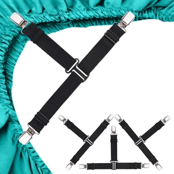 Pinces élastiques pour drap de lit, attache de ceinture, Clips pour drap de lit, couverture de matelas, porte-couette, textiles, Gadgets d'organisation, 4 pièces/ensemble 1