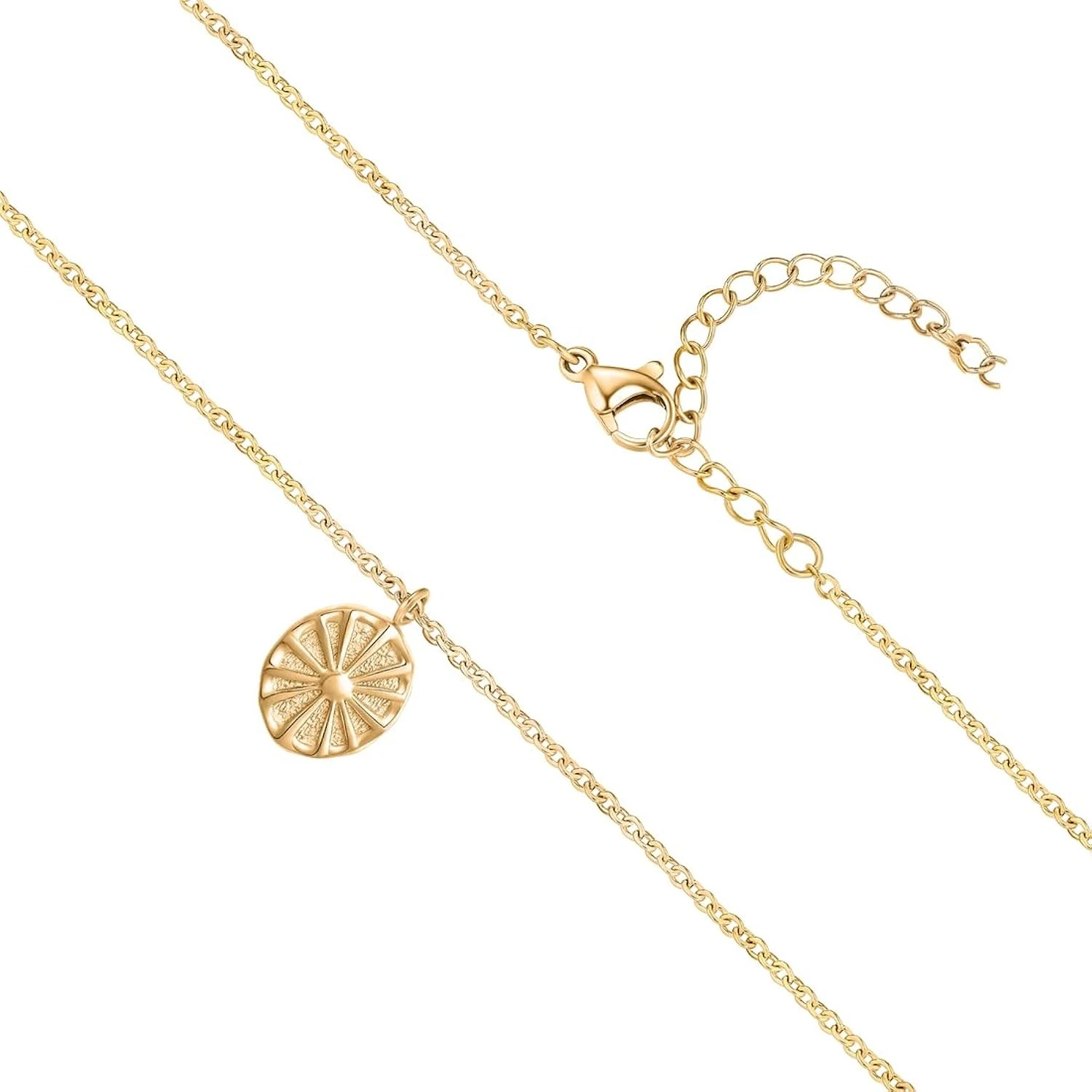 Women's stainless steel oval Sun necklace fashion trend niche everything with light luxury clavicle chain pendant jewelry
