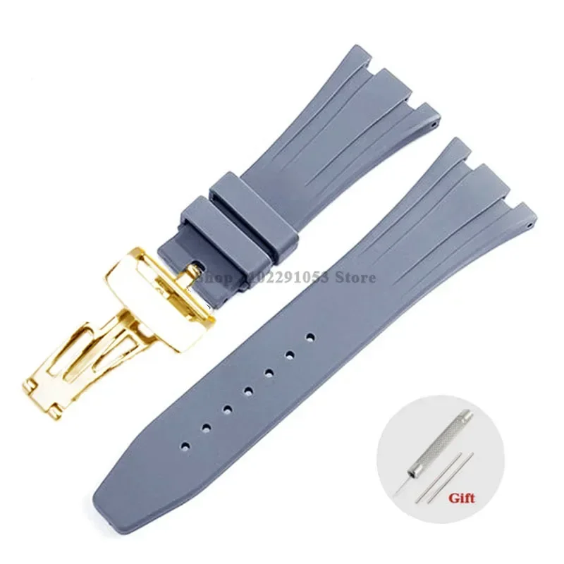 Premium 27mm Waterproof Rubber Watch Strap with Solid Butterfly Buckle