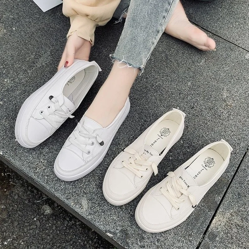 Comemore Summer Low Women's Loafers New Pu Leather Loafers Women Flat Sneakers Casual Shallow White Sports Shoe women loafers