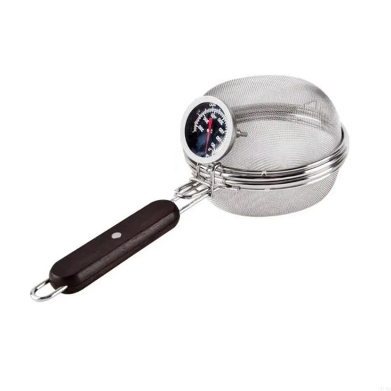 Stainless Steel Coffee Roaster With Thermometer Home Use, Open Fire Compatible Wire Mesh Coffee Bean Roasting Net