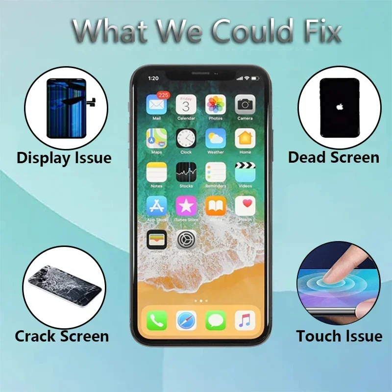 IPhone X XR XS XSmax 11 LCD 디스플레이 터치 스크린 어셈블리, 색상, 3D 민감한, 죽은 각도 터치, AAA + 학년