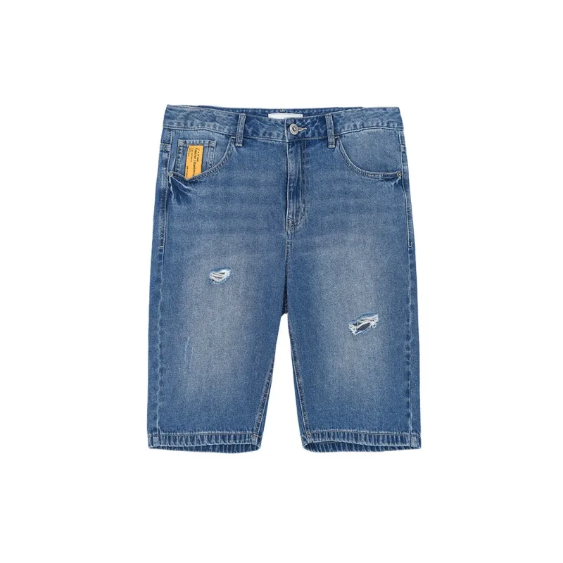 Men's Short Denim Jeans Ultra-thin Summer High Quality Loose Trousers Straight Elastic Fashion Knee-length Casual Short Pants