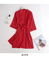 Robe de mariée blanche pour femme, peignoir de matin à manches 3/4, chemise de nuit ample, kimono en satin de soie, lingerie 4