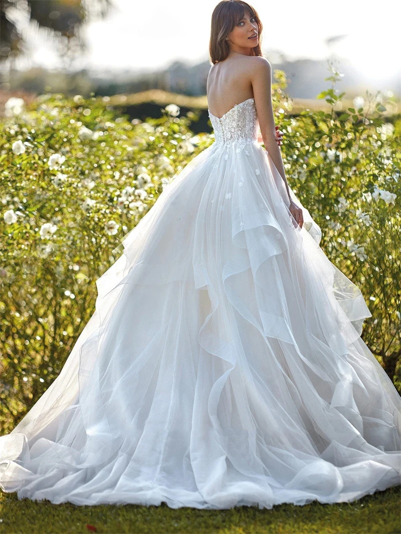 Sexy Sweetheart A-Line Wedding Dresses Lace Applique Bohemia Sleeveless Tulle Bridal Gowns Vestido De Novia Robe Customized 2025 3