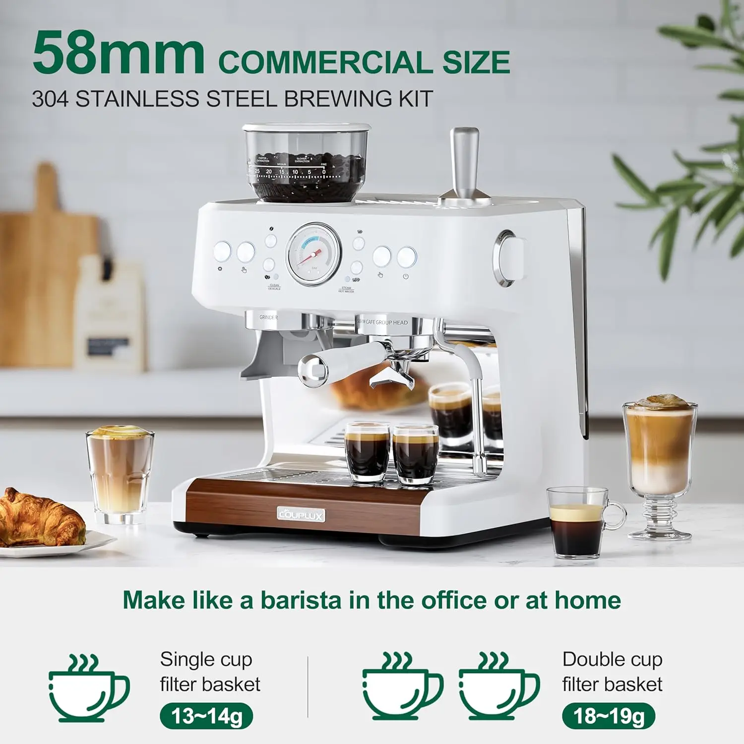All-in-One Espresso Coffee Maker 20 Bar with Milk...