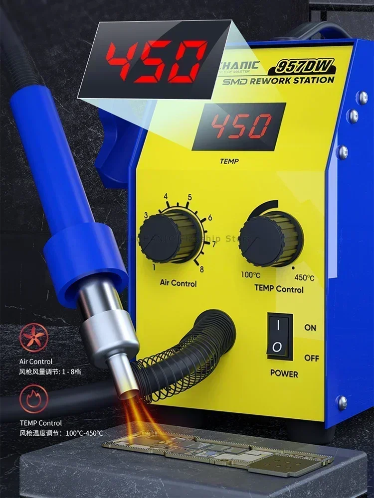 Soldering Stations MECHANIC 957DW Desoldering Station Two-scroll Hot Air Rework Station Heating Main Board Tin Solder soldering station soldering tool welding tool desoldering station
