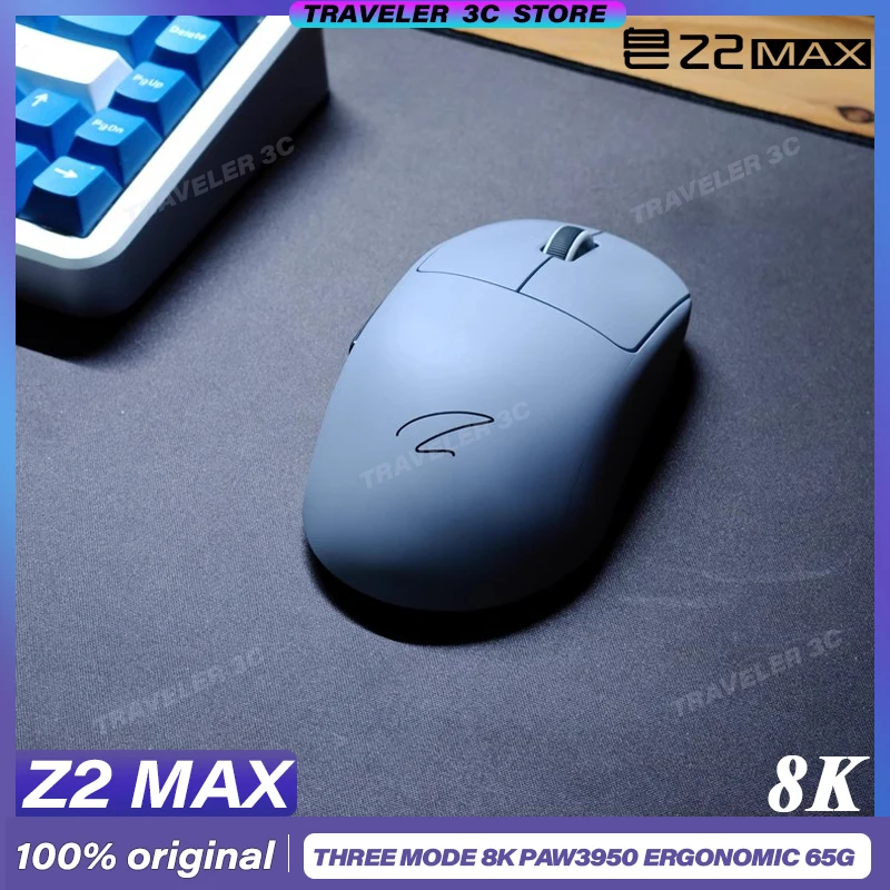 NEW Zaopin Z2 Max 8K Gaming Mouse Paw3950 Three Mode Wireless Bluetooth Ergonomics Laptop Hot Swap 65g Lightweight