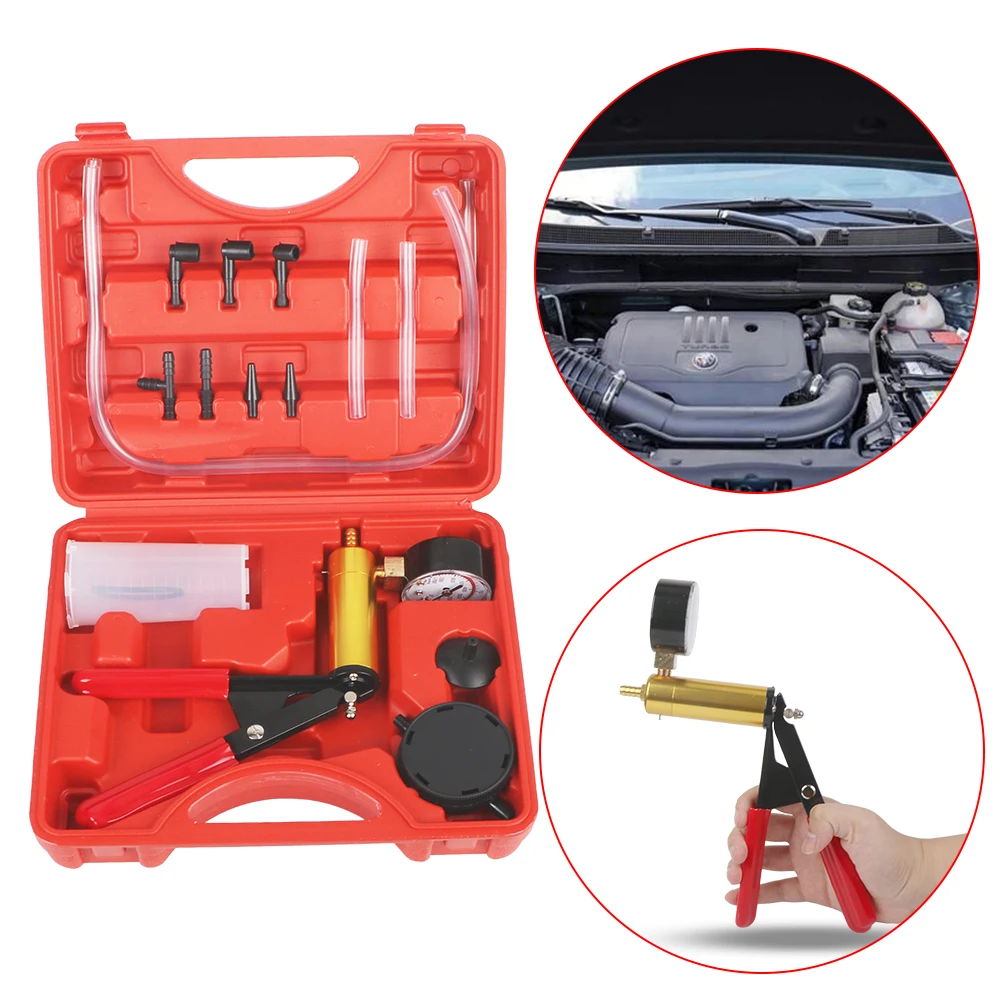 2 in 1 Automotive Handheld Vacuum Pump Brake Bleeder Kit for Motorcycle 16  pcs Brake System Bleeding Tools with Gauge Adapters - AliExpress