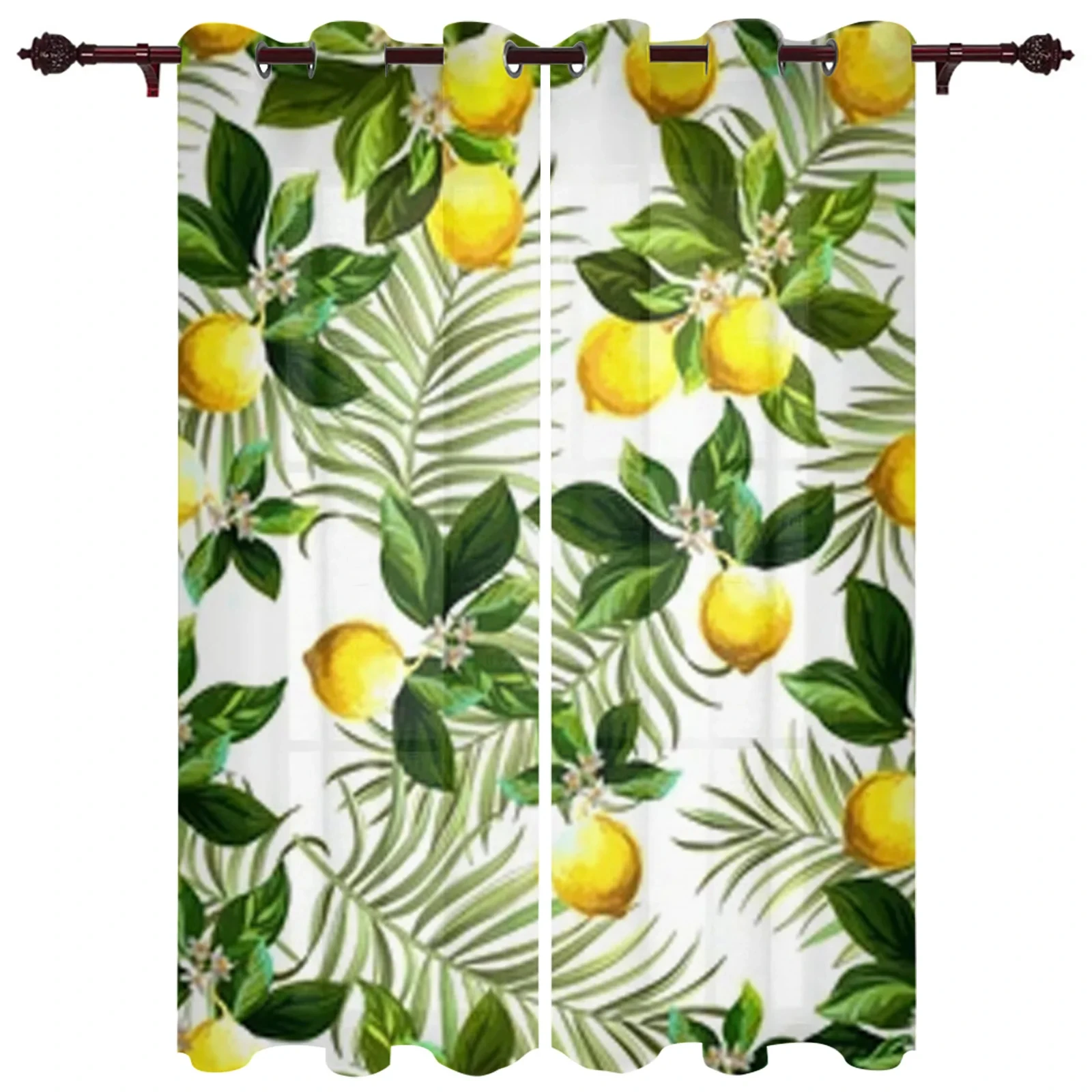 

Summer Watercolor Lemon Vintage Window Curtains for Living Room Luxury Bedroom Curtain Kitchen Blinds Drapes Curtains cortinas