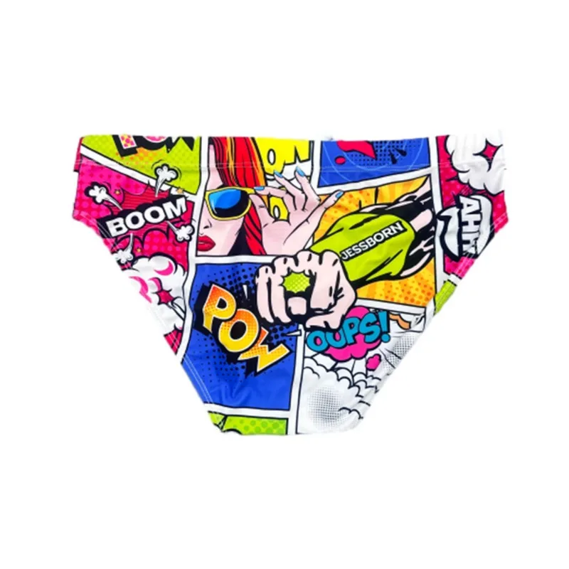 Summer Cartoon Comics Print swimwear Beach Sexy Low Wait Swimming Briefs Surf Beach Boxer shorts Jammer Surfing Trunks Swimsuit