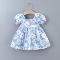 Baby Girls Casual Floral Graphic Print Puff Sleeve Bowknot Back Dress Clothes For Summer 3