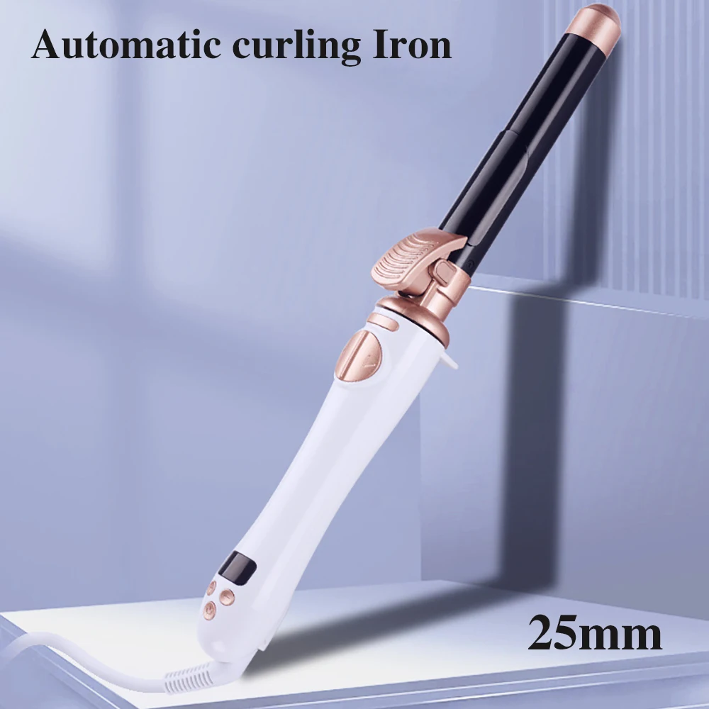 

25mm Automatic Curling Iron 360-degree Rotation Hair Curler Max 230℃ PTC Heating Ceramic Anti-scalding LCD Display Styling Tools