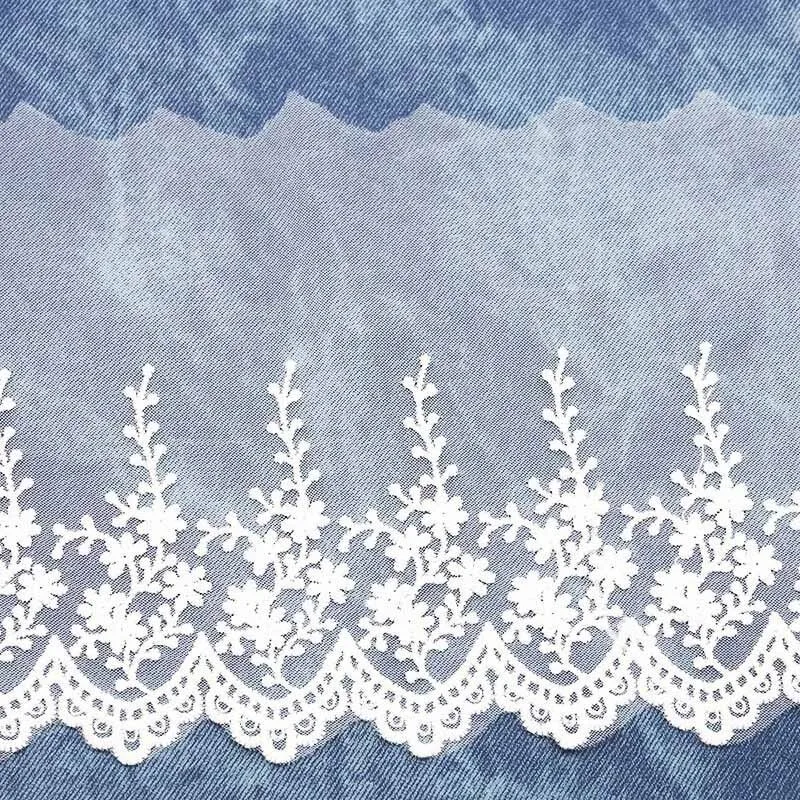 (1 Yard/pack) 155mm White Pine Branch Pattern Embroidery Lace Mesh Laces Underwear Sewing Accessories Dress Wedding DIY Handmade