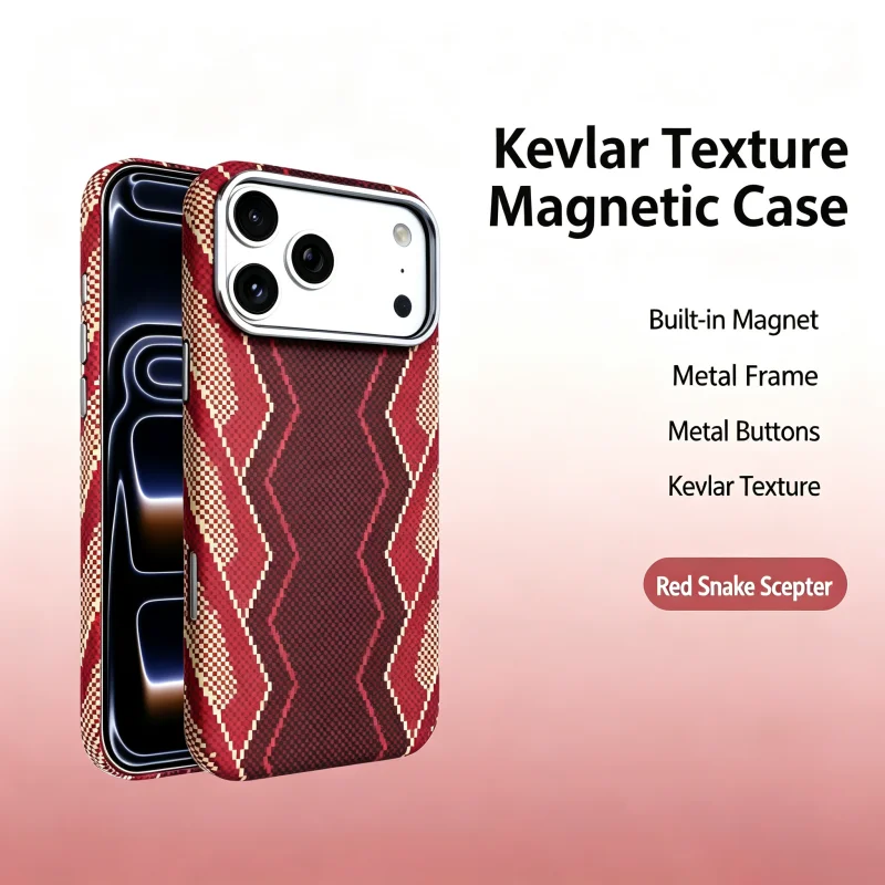 Premium Kevlar Carbon Fiber Magnetic Case - Shockproof Wireless Charging Cover
