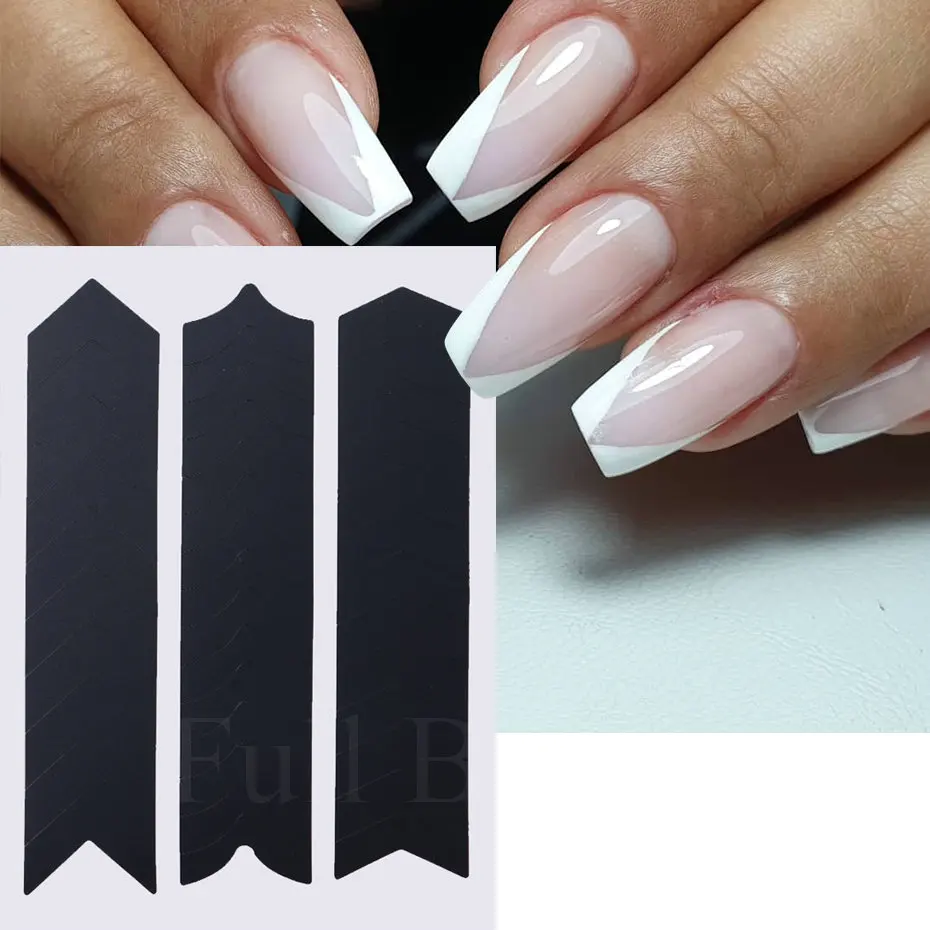 6pcs/Set French Tips Nail Stickers Curved Stripe Nail Art Guides Airbrush Stencils Tape Template Auxiliary French Manicure Tools 5