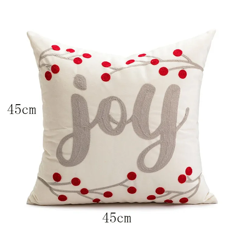 Christmas Throw Pillow Red Geometric Plush Autumn And Winter Embroidered Cushion Cover Home Living Room Sofa Throw Pillow Cover