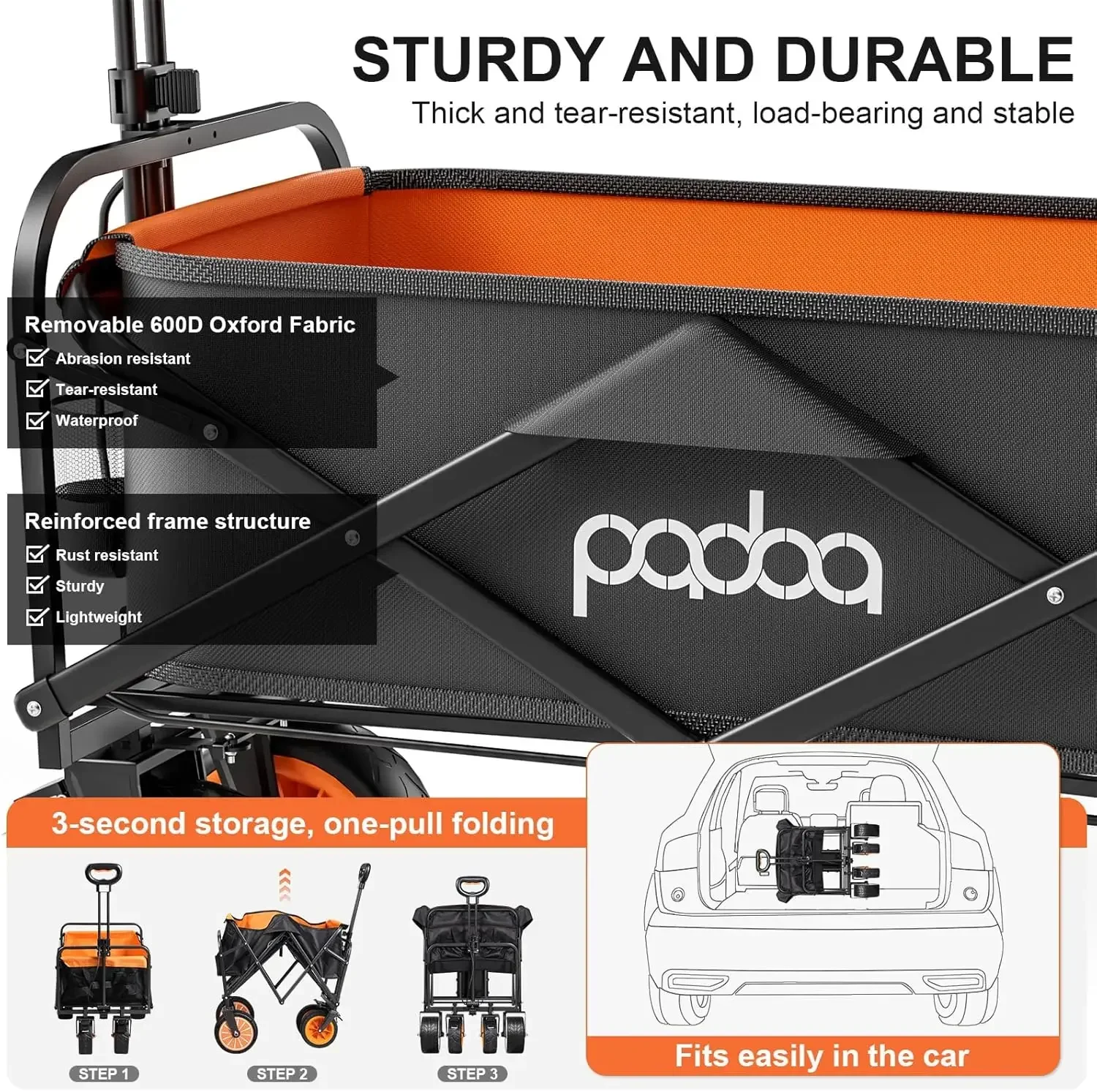 Electric Assistance Collapsible Folding Garden Wagon 300LBS Grocery Cart with Big All Terrain Wheels Portable for Camping