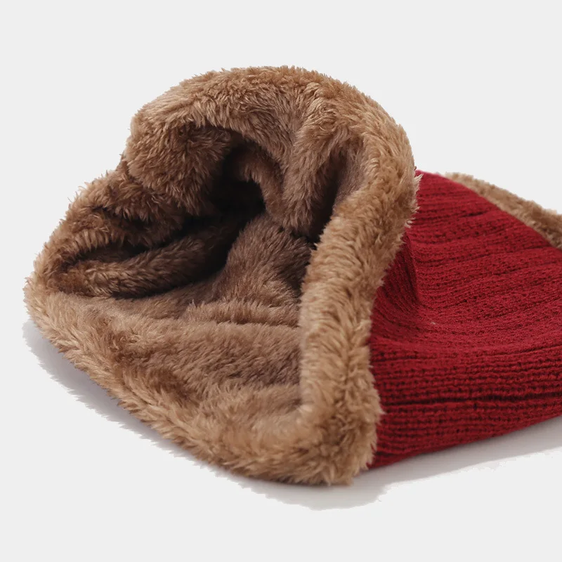 Men Women Cashmere Knit Hat Neck Gloves three-piece Cold Thick Windproof Riding Warm Suit Bufanda Hombre Gorro Invierno
