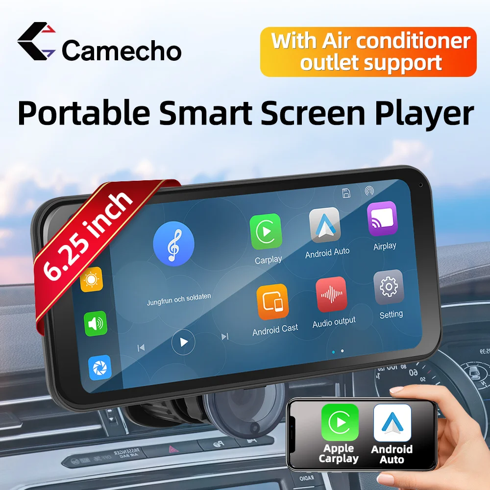 Camecho 6.25 "Touch Screen Airplay Lettore Mp5 Portatile Smart Car Radio Wireless Apple Carplay Android Auto Universal Multimedia